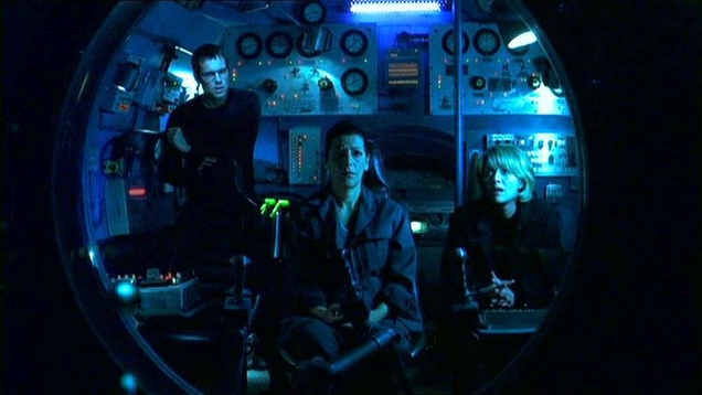 S04E07: WatergateLeft to right: Michael Shanks, Marina Sirtis, Amanda Tapping